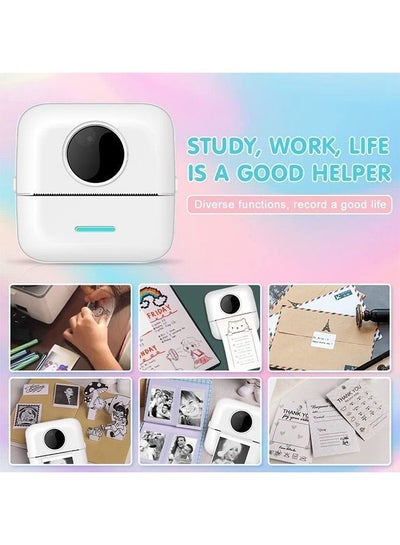 Buy Label Printer, Portable Thermal Printer, Mini Photo Printer, Rechargeable Labeler, Small Bluetooth Inkless Printer with 11 Rolls Thermal Paper for Android and iOS Smartphones in Saudi Arabia