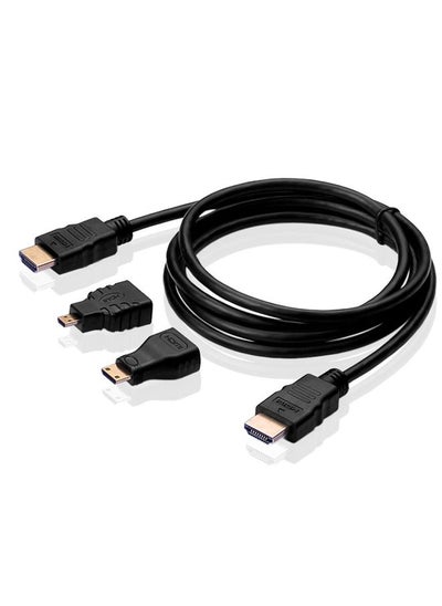 اشتري 3 in 1 Full HD 1080P HDMI Cable Adaptor Kit (1.5m HDMI Cable + HDMI to Mini HDMI Adaptor + HDMI to Micro HDMI Adaptor) في السعودية