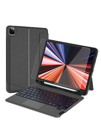 Buy iPad Keyboard Folio Combo for iPad Pro 12.9 4th 5th 6th gen 2020/2021/2022 with Detachable Keyboard Trackpad and Smart Connector English & Arabic with Screen Protector in Elegant Black in UAE