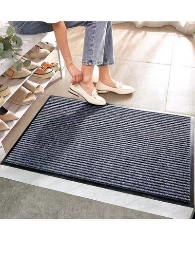 Buy 1-Piece Microfiber Doormat Dusting Anti-slip Balcony Kitchen Mat Polyester Grey 60x40 Centimeter in UAE