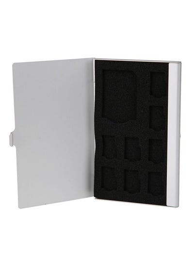 اشتري 1SD+ 8TF  Aluminum Micro SD Cards Holder Pin Storage Box 9 solts for SD/ SIM/TF Memory Card(Silver) في السعودية