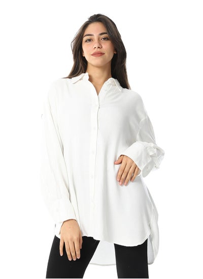 اشتري Turn Down Collar Oversized Shirt_Off-White في مصر