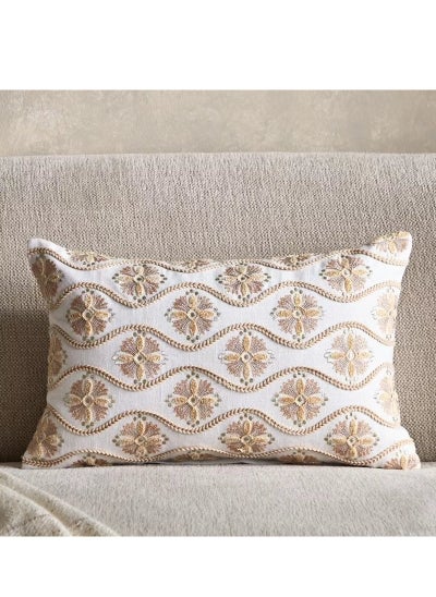 Buy Petra Open View Embroidered Filled Cushion - 30x50 cm in Saudi Arabia