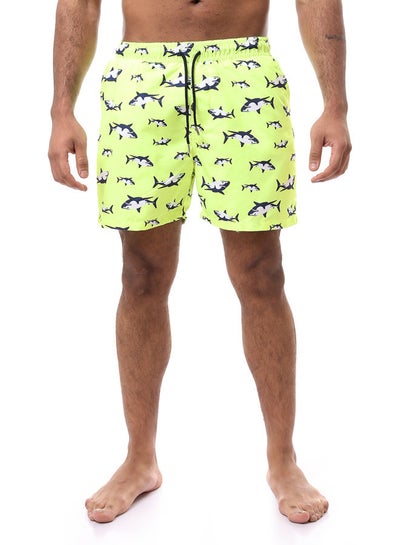 Buy Neon Green Sharks Slip On Swim Shorts in Egypt
