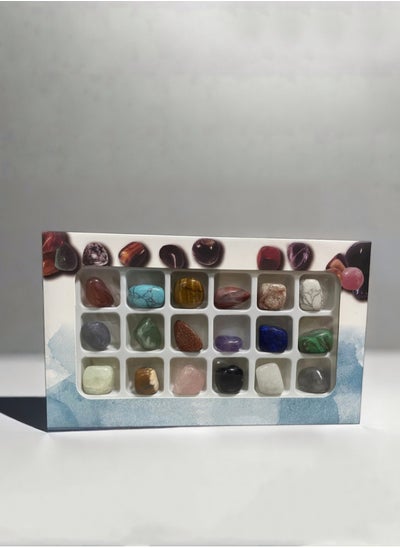 Buy A set of 18 Seven Chakra Healing Crystals, 18 Color Chakra Gemstones for Balance, Soothing Meditation, Natural Crystal Aromatherapy, Home Energy Healing Therapy, 10-20mm in UAE