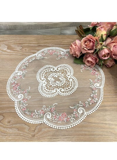 Buy Lace Round Embroidery Placemat in UAE