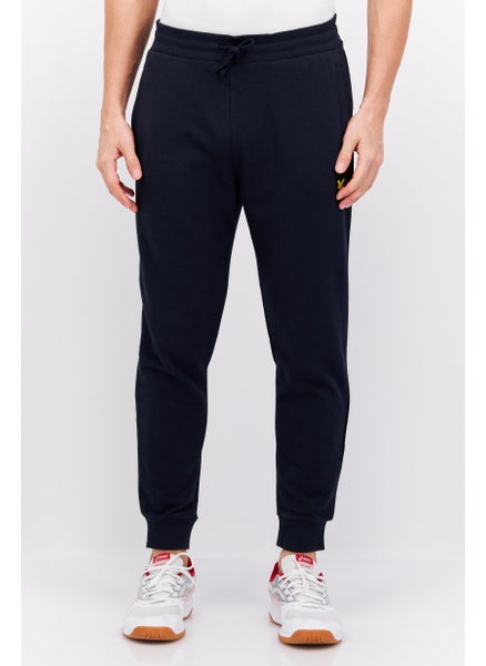 Buy Men Regular Fit Brand Logo Sweatpants, Navy in UAE