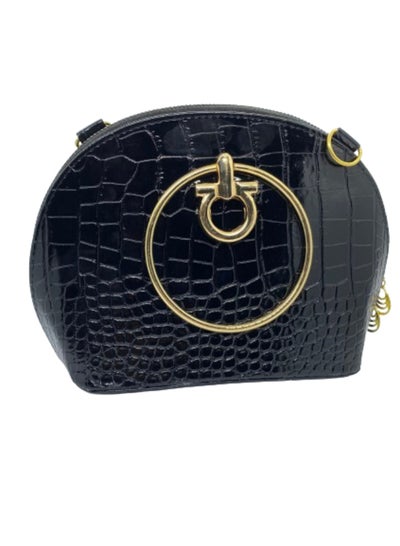 Buy Luxury women's leather bag with golden metal handle in Egypt