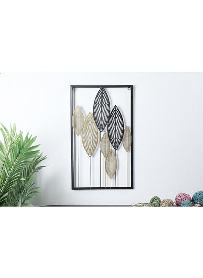 اشتري Lifon Framed Leaf Wall Plaque Gold 33x55cm في الامارات