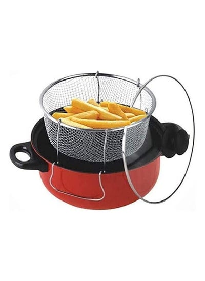 اشتري Deep Fry Pot With Stainless Steel Basket Red 28cm في مصر