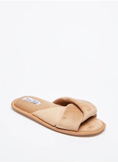 Buy Solid Slip On Cross Strap Bedroom Slides in UAE