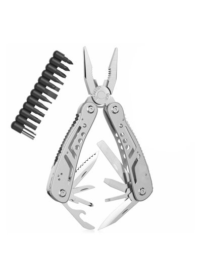 Buy 14-in-1 Multitool, Professional Stainless Steel Multi Tools with Safety Locking, Professional Stainless Steel Multitool Pliers Pocket Knife, Replaceable Bits Multitools for Outdoor, Camping in UAE