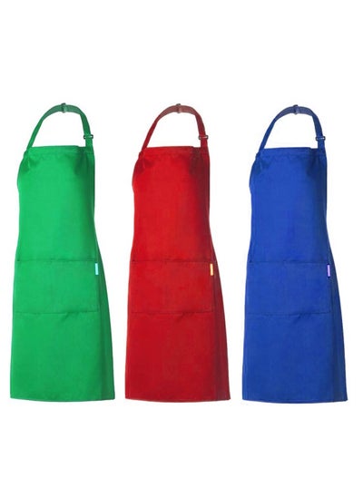 Buy 3-Piece Different Colour Cooking Apron With Adjustable Neck Belt in UAE