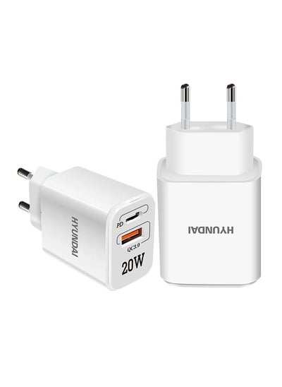 Buy Hyundai HD28 Dual CHARGER 20W (PD+USB) White in Egypt