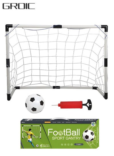 اشتري Sports Mini Soccer Goal Set - Backyard + Indoor Mini Net + Ball Set with Pump - Portable Folding Football Goal Set for Kids - 95*70CM في الامارات