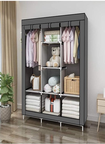 اشتري Multifunction Portable Non-Woven Fabric Clothes and Household Items Storage Wardrobe 127 x 45 x 168 cm Grey/White في الامارات