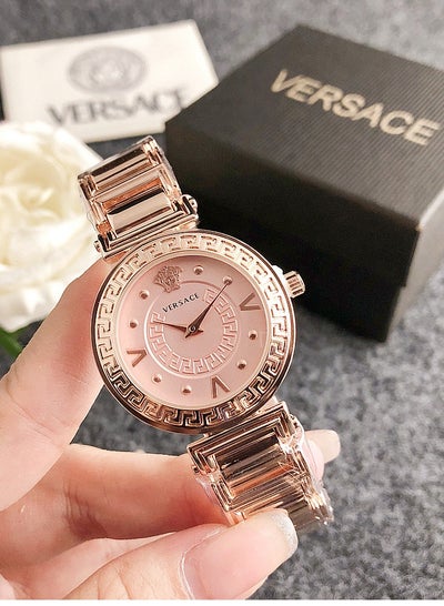 Buy Versace Women's Classic Fashion Quartz Watch, Pink dial with Rose gold stainless steel strap, 32mm gift in Saudi Arabia