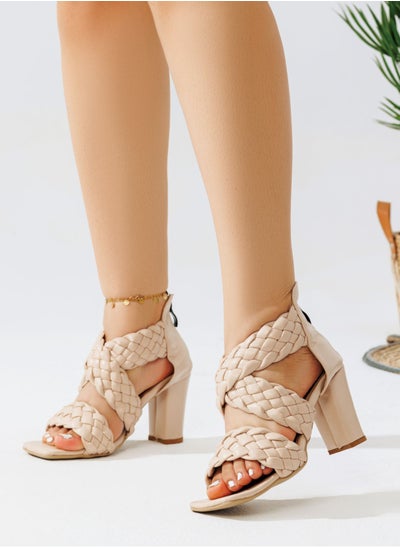 Buy Leather Sandals Open Front C-53 BEIGE in Egypt