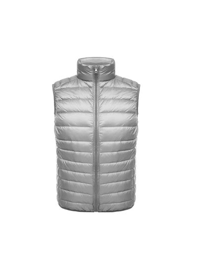 Buy 2023 autumn and winter lightweight down vest mens vest lightweight down jacket vest slim stand collar plus size wholesale Gray in UAE