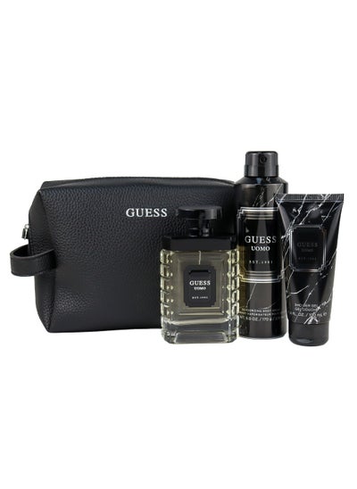 Buy Guess Uomo EDT 100Ml + Shower Gel 100Ml + Deodorant 170Gr + Pouch Gift Set For Men in UAE