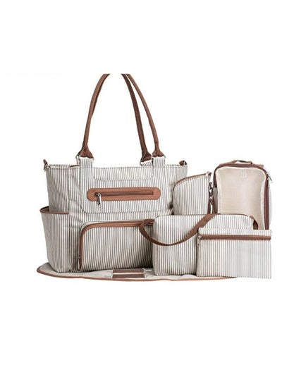 اشتري Little Story Set Of 6 Diaper Bag With Hooks And Nappy Changing Mat - Ivory White في الامارات