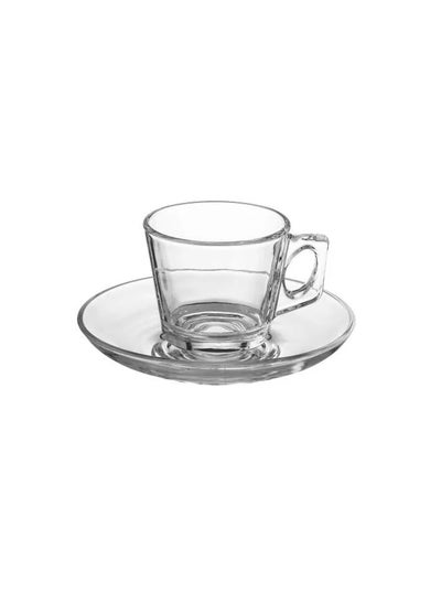 Buy 12 Pieces Clear Glass Espresso Coffee Cups and Saucers Set in Saudi Arabia