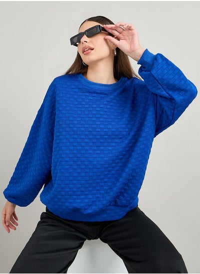 اشتري Oversized Solid Textured Sweatshirt في السعودية