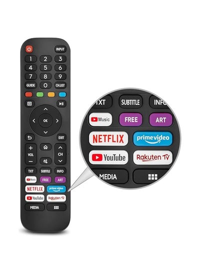 Buy New Universal Replacement Remote Control for Hisense VIDAA TV EN2G30H/EN2A30 with Netflix, Prime Video, YouTube, Rakuten TV Buttons in Saudi Arabia