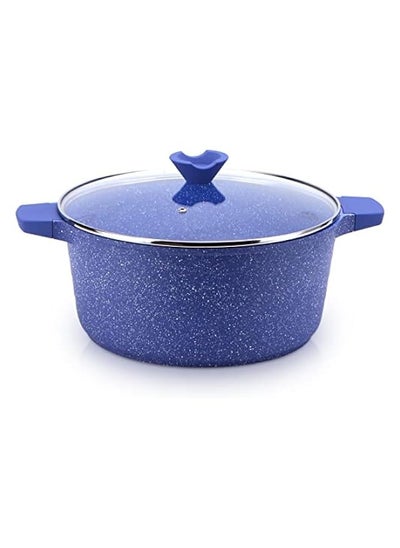 Buy Cooking Pot, 28cm Large Size casserole with Glass lid, Blue in UAE