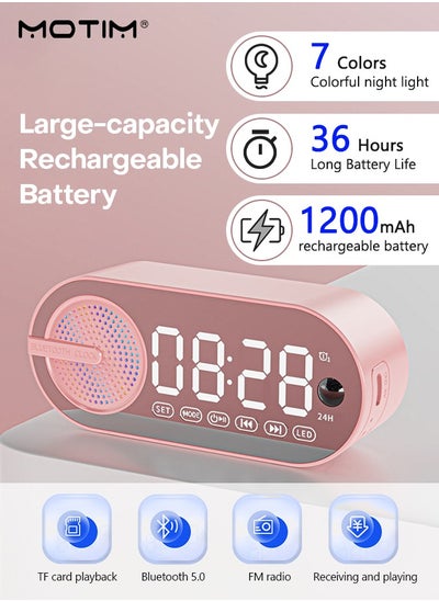 Buy Powerful Audio Punchy Bass FM Radio Support TF Card Dustproof Wireless Bluetooth Streaming 36 Hours of Playtime Pink in UAE