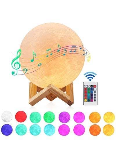 Buy Moon Lamp with Bluetooth Speaker, 5.9 inch 3D Moon Light 16 Colors Dimmable Baby Music Moon Night Light USB Charging Touch Sensor LED Moonlight with Remote Control for Kids Gift Room Decor in Egypt