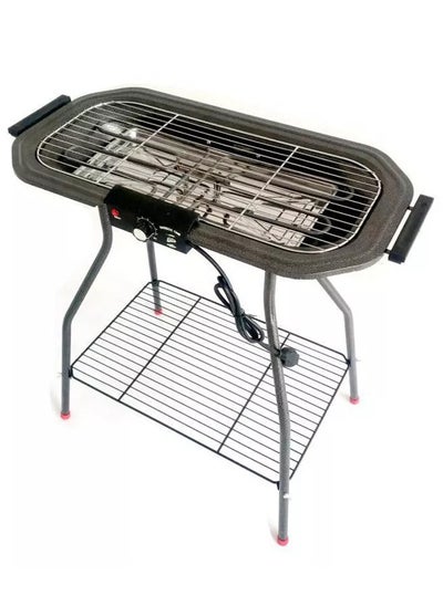 اشتري Electric Barbecue with stand 2 in 1 Electric Charcoal Grill Stand 2200W Electric Temperature Regulating Grill Indoor & Outdoor Camping Smokeless BBQ Barbecue Grill في الامارات