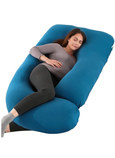 اشتري Pregnancy Body Pillow G Shaped Full Body Maternity Pillow with Removable Cooling Cover for Pregnant Women， Support to Head,Neck, Legs and Back Blue في السعودية