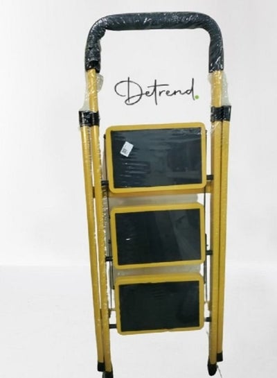 Buy 3 Step Portable Heavy duty Folding Stool Safety Ladder with Anti-Slip Handgrip and Wide Steps in UAE
