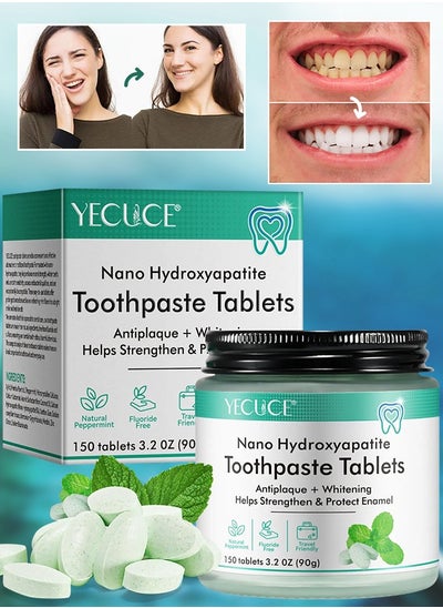 Buy 150 pcs Nano Hydroxyapatite Toothpaste Tablets Teeth Whitening Toothpaste Tablets With Mint for Natural Teeth Whitening Deep Cleansing & Enhanced Brightness in UAE