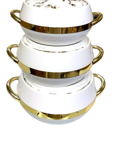 Buy Set of 3 Inner Stainless Steel Hotpot (1000 ml, 1500 ml, 2000 ml) Light White/Gold in Saudi Arabia