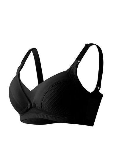 اشتري Adjustable Comfy Cotton Maternity And Nursing Bra Cups With Front Flap Closure ( L, Black ) في الامارات