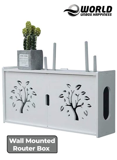 Buy Stylish Wall-Mounted Router Rack for Wi-Fi Router, Set-Top Box, Light Cat Box, and More, Includes Doors and Patch Panel Shielding Box for Neat Storage, White. in UAE