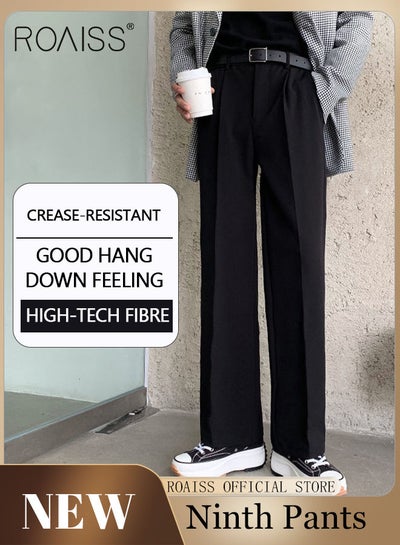 Buy Men's Suit Pants with Loose Straight Vertical Version Casual Trousers for Students in Saudi Arabia