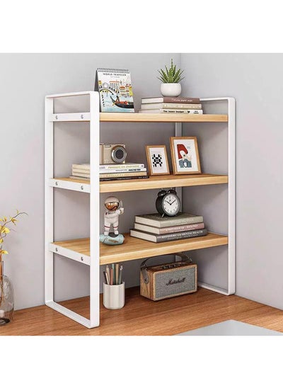 Buy Desktop Organizer & Desk Storage Bookshelf Small Countertop Bookcase Multi-Functional Storage Rack for Home Office in UAE