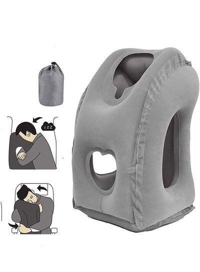 Buy Inflatable Travel Pillow Airplane Neck Pillow Comfortably Supports Head and Chin for Airplanes Trains Cars and Office Grey 50x30x29cm in UAE