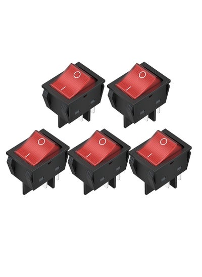 اشتري 12V 30A Rocker Switch, 4 Pin Red LED Lighted Rocker Toggle Switch, DPST Heavy Duty 30 Amp 12 Volt Rocker Switch, Waterproof Toggle Plug for Car RV Home (5pcs) في الامارات