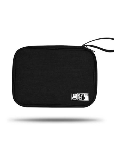 اشتري Electronic Organizer, Cable Organizer Compact Travel Organizer Bag Electronics Accessories Cases Storage Bag Waterproof for Cable USB SD Card Power Bank Earphone (Black) في الامارات