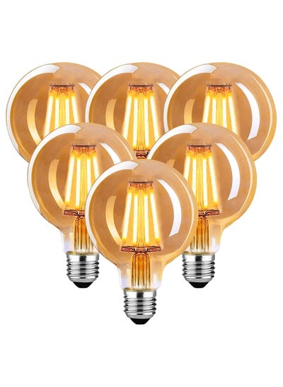 Buy Vintage E27 Edison Bulbs LED Light Bulbs 40W Equivalent,2200K Warm White,Antique Amber Glass Decorative Bulbs,G95 4W LED Filament Bulbs,Pack of 6,Yellow Light in UAE