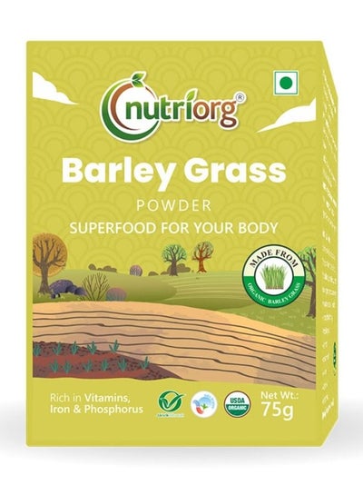 Buy Nutriorg Barley Grass Powder – 75gm  Barley Powder for Drinking | Daily Greens Supplement | Super Greens Detox Drink | Superfoods Powders | Multivitamin Green Powder | in UAE
