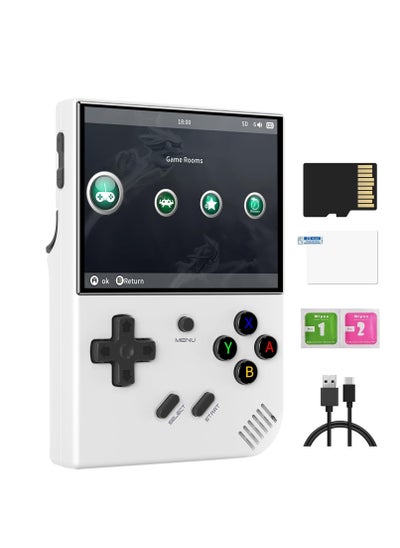 Buy RG35XX Plus Linux Handheld Game Console, 3.5'' IPS Screen, Pre-Loaded 10143 Games, 3300mAh Battery, Supports 5G WiFi Bluetooth HDMI and TV Output (64 + 128 GB, White) in Saudi Arabia