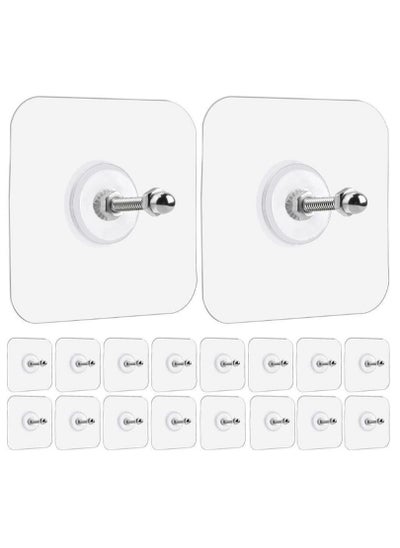 Buy 18 Pcs Adhesive Wall Hooks, Transparent No-Drill Hooks for Bathroom, Shower, Kitchen, Stainless Steel, Water-Resistant Sticky Wall Hooks for Hanging with 5.0 Kg Load Capacity, Double-Sided Adhesive Alternative to Nails, Ideal for Frames, Pictures, Living Room, Bedroom in Egypt