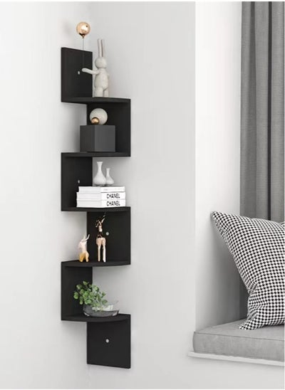 Buy 1-Piece 5 Tier Floating Corner Shelves Wall Mounted Storage Rack Black 20x125 Centimeter in UAE