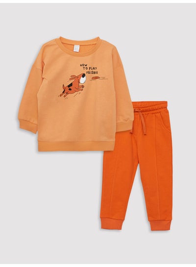 اشتري Crew Neck Long Sleeve Printed Baby Boy Sweatshirt and Trousers 2-Pack في مصر