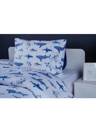 Buy 2-Piece Shark Comforter Set Includes 1xComforter 135X220cm, 1xPillow Case 75x50cm in UAE